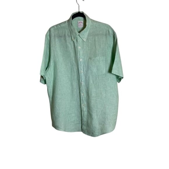 Brooks Brothers Other - Brooks Brothers Mens Short Sleeve 100% Linen Shirt Sz Lg Casual*Comfort*Workwear